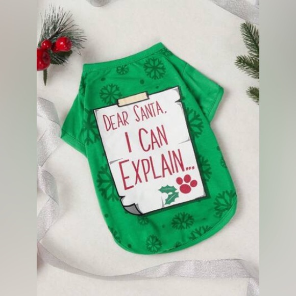 NEW Dear Santa I Can Explain T-Shirt for Dogs and Cats Pets Christmas Novelty - Picture 3 of 7